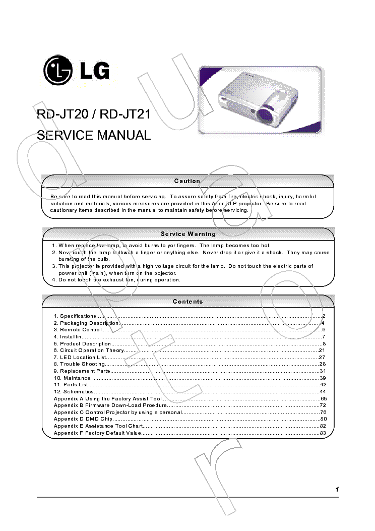 LG RD-JT20-JT21 service manual