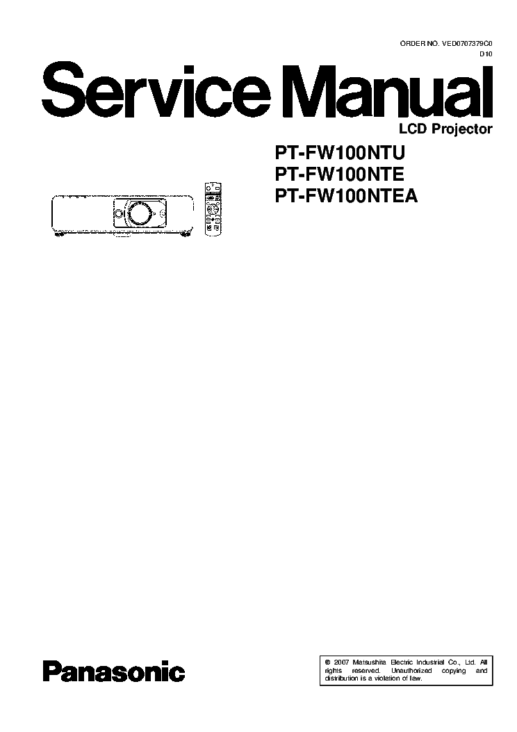 PANASONIC PT-FW100NTU FW100NTE FW100NTEA SM service manual