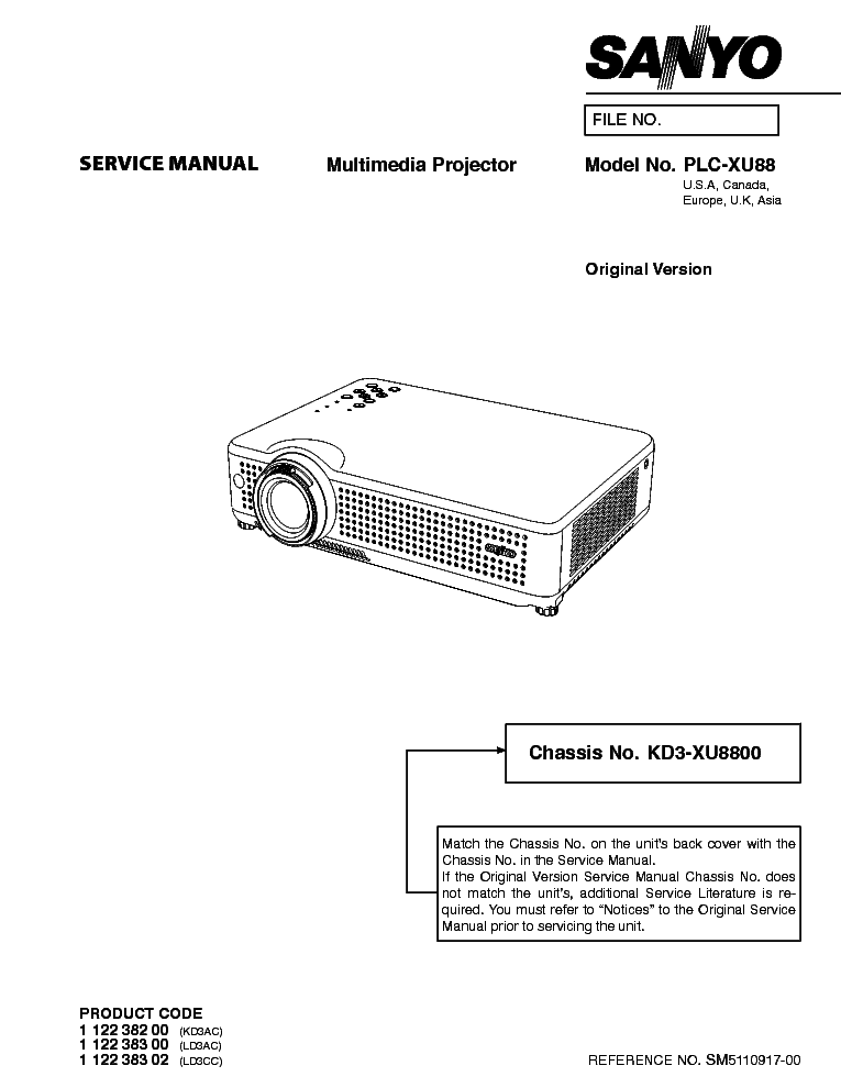 SANYO PLCXU88 SM Service Manual download, schematics, eeprom, repair