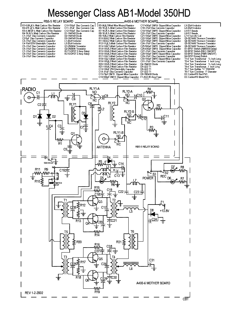 MESSENGER CLASS-AB1-MODEL-350HD SCH service manual