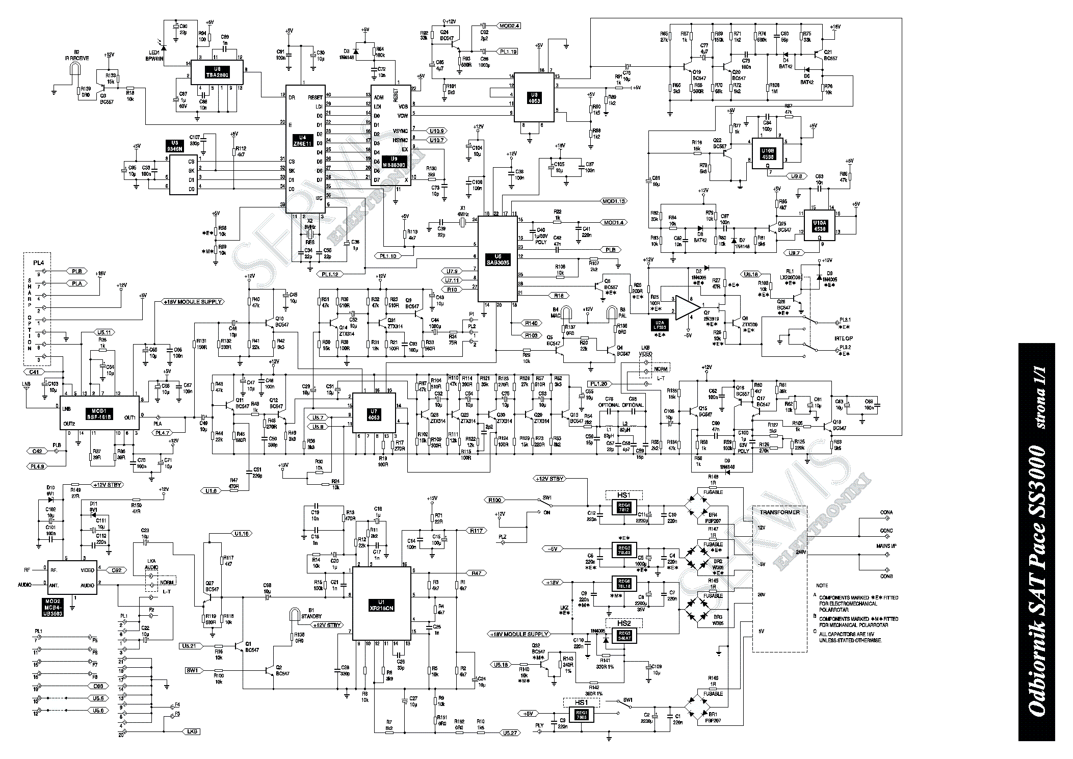 AMSTRAD SS3000 SAT RECEIVER SCH service manual