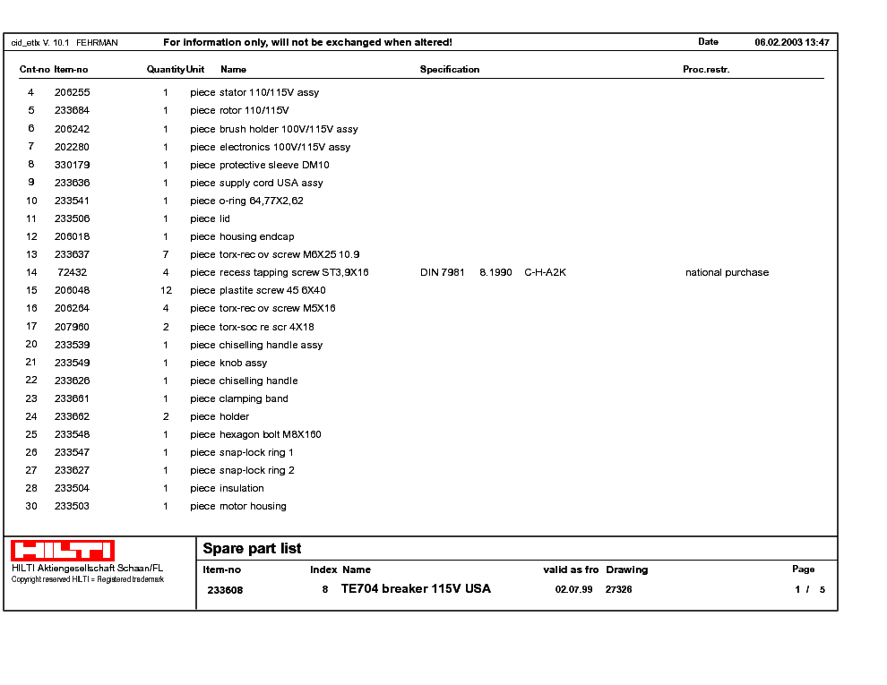 HILTI TE704 Service Manual Download Schematics Eeprom Repair Info HILTI TE704 Service Manual Download Schematics Eeprom Repair Info