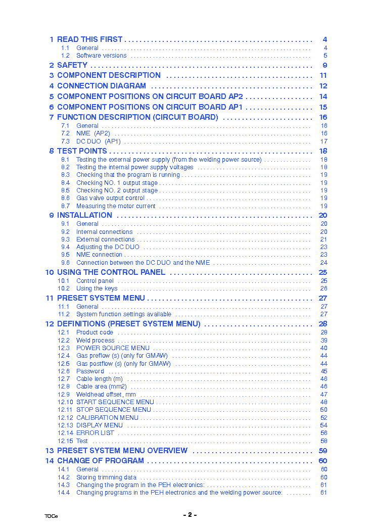 ESAB PEH A2 A6 PROCESS CONTROLLER VER 4.0 ONWARDS service manual (2nd page)