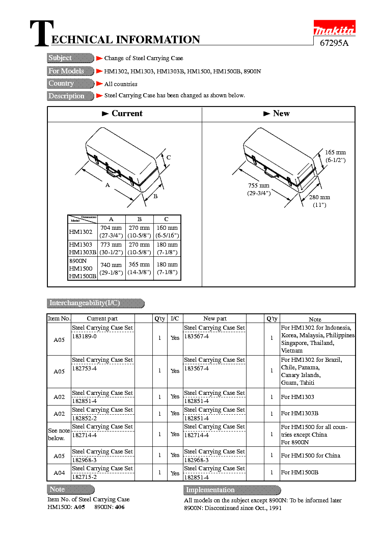 MAKITA 67295A-WW-1 service manual