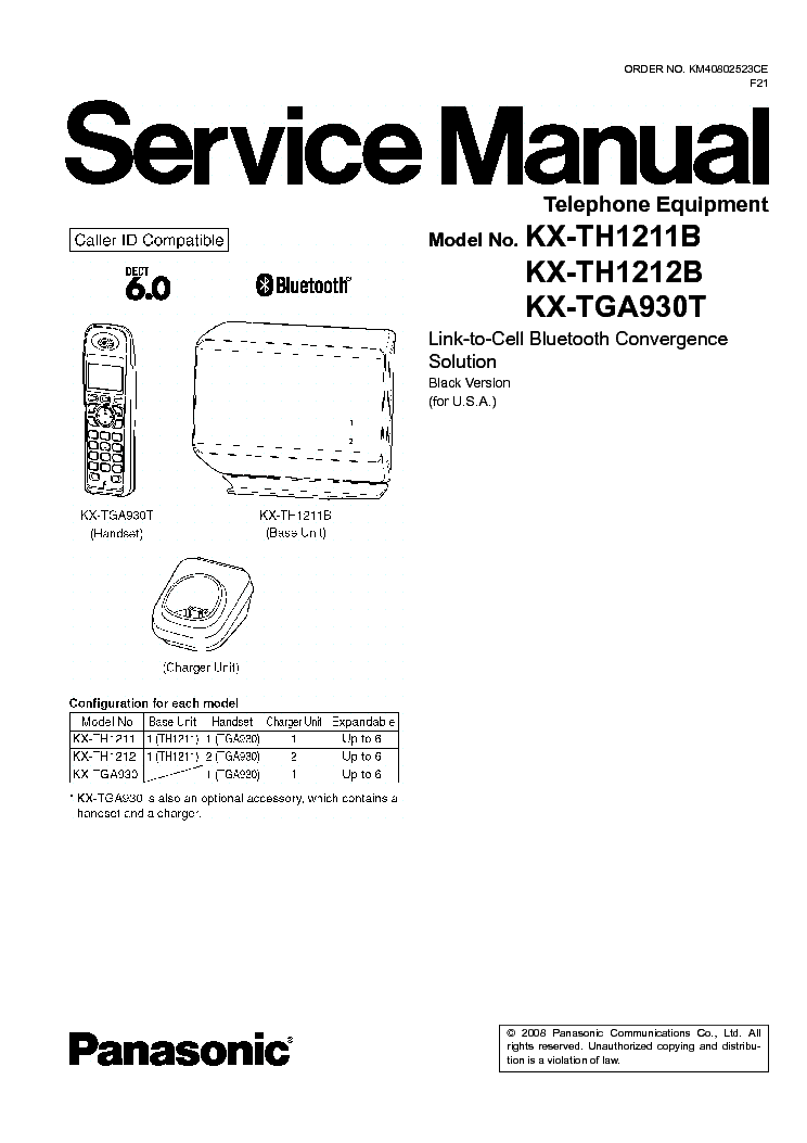 PANASONIC KX-TC1227SUD Service Manual download, schematics, eeprom 