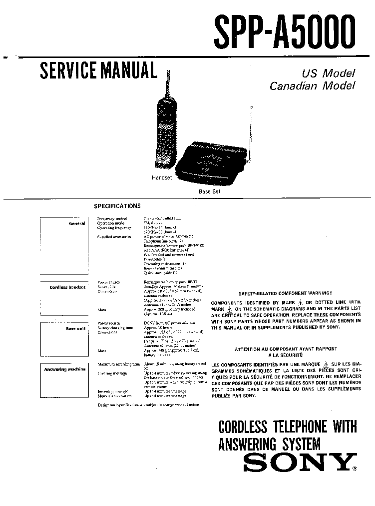 SONY SPP-A5000 service manual (1st page)
