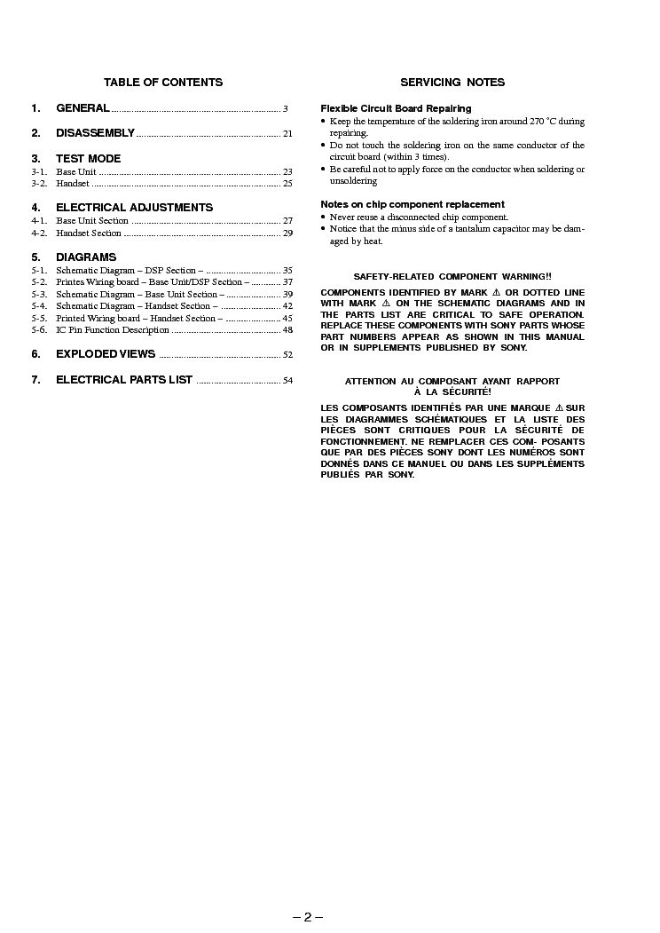 SONY SPP-A700 service manual (2nd page)