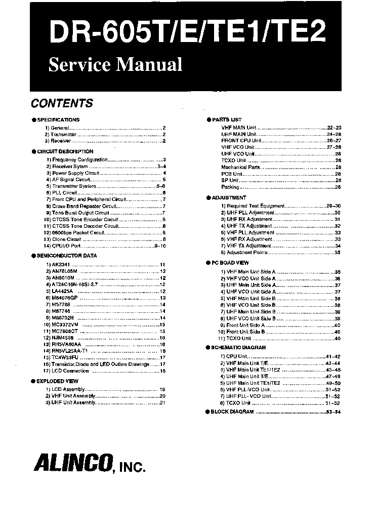 ALINCO DR-605 Service Manual download, schematics, eeprom, repair info Sns-Brigh10