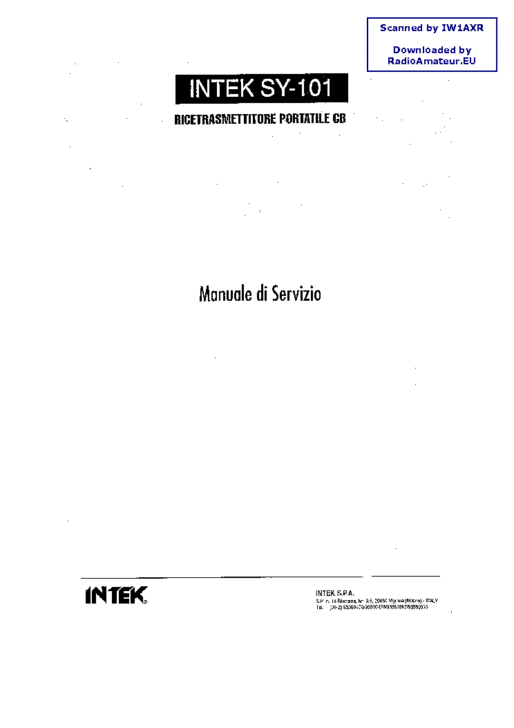INTEK SY-101 service manual