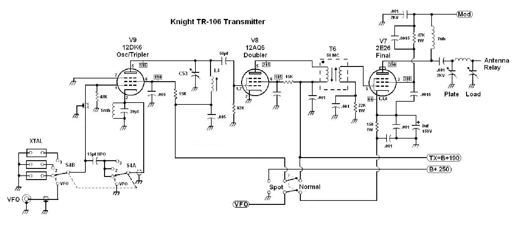 KNIGHT-KIT TR-106 6M TRANSCEIVER 1966 SCH Service Manual download ...