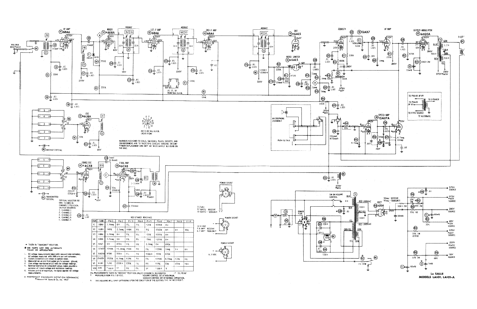 LASALLE LA101 LA101A SCH Service Manual download, schematics, eeprom ...