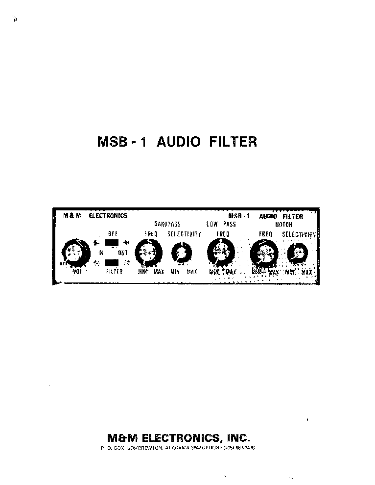 M AND M MSB-1 AUDIO FILTER service manual (1st page)
