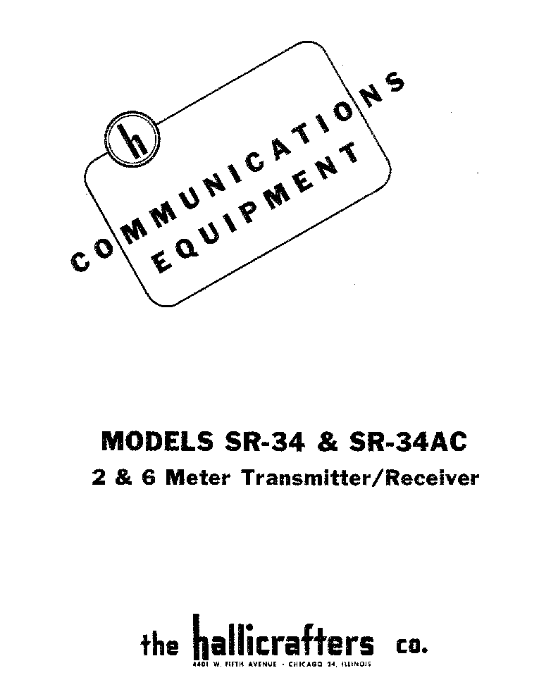 HALLICRAFTERS SR-34 AND SR-34AC TRANSCEIVERS service manual