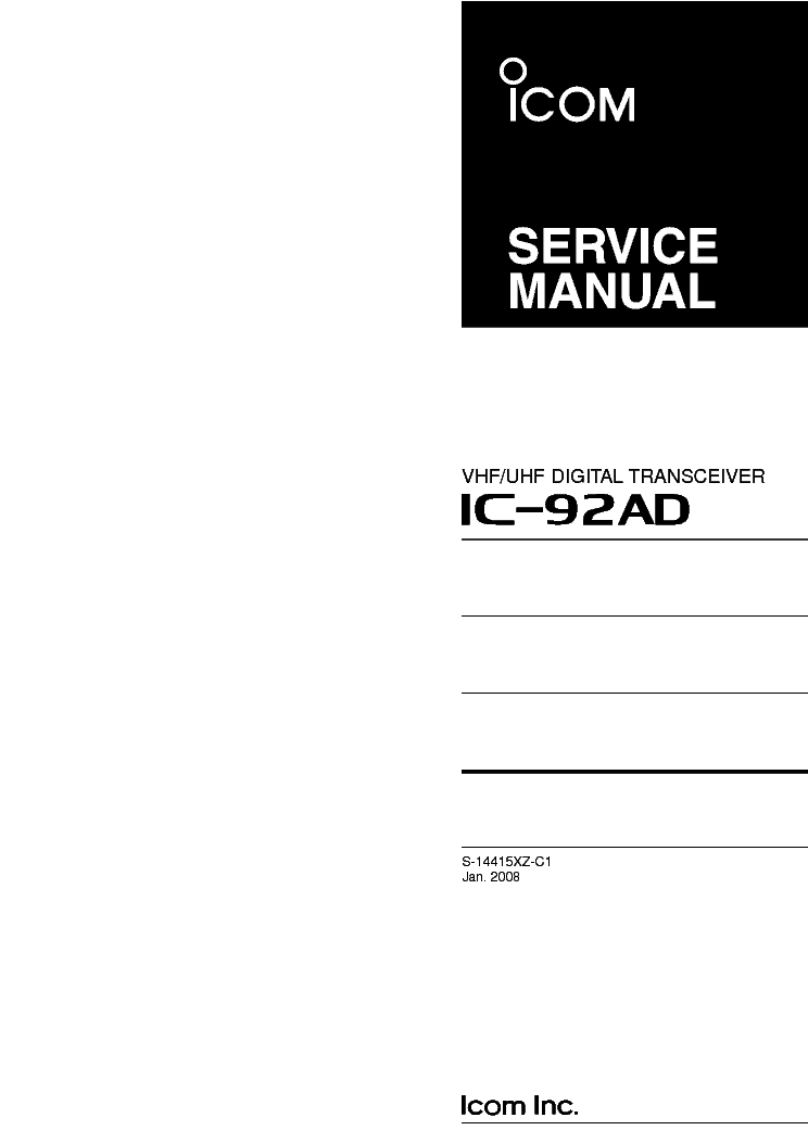 Icom IC-92AD Service Manual 11" X 17" Full Color Board Layouts & Diagrams 