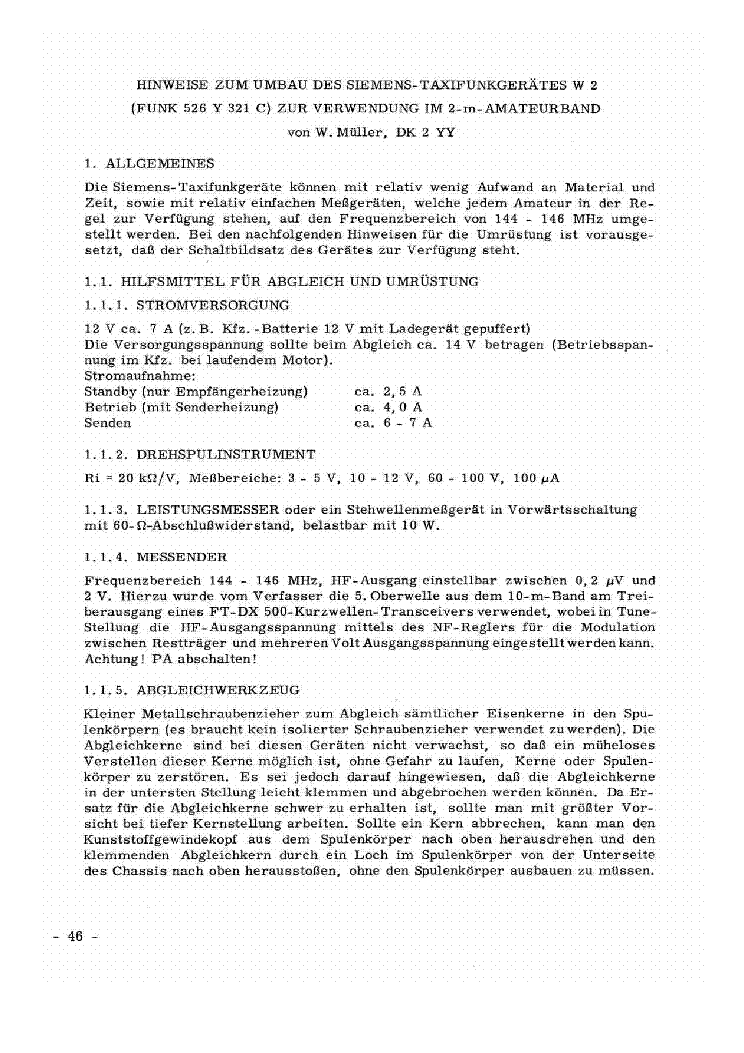 SIEMENS UMBAU W2 UKW70 SH3 service manual