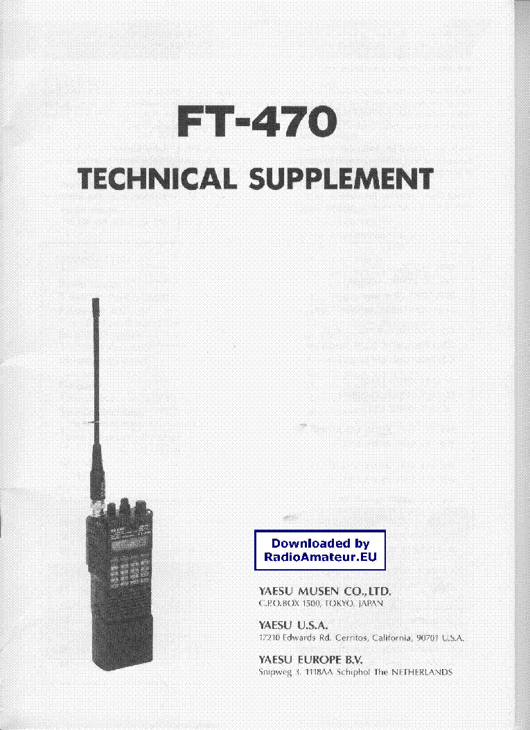 YAESU FT-470 TECH-SUPPLEMENT Service Manual download, schematics Sns-Brigh10