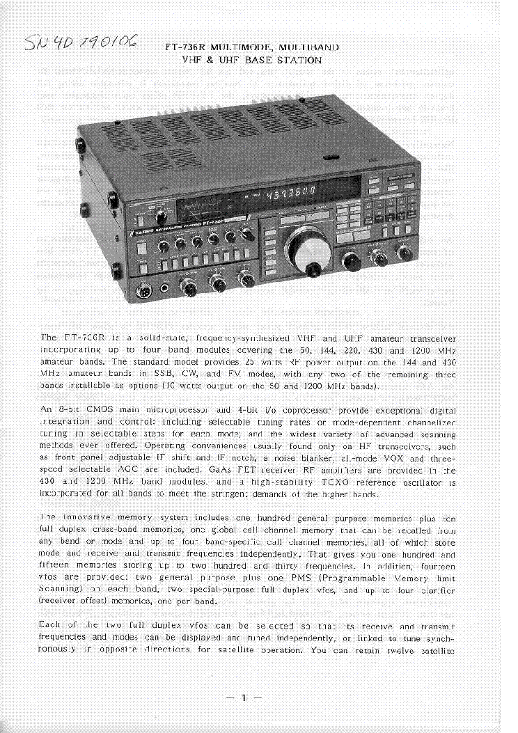 YAESU FT-736R SM Service Manual download, schematics, eeprom