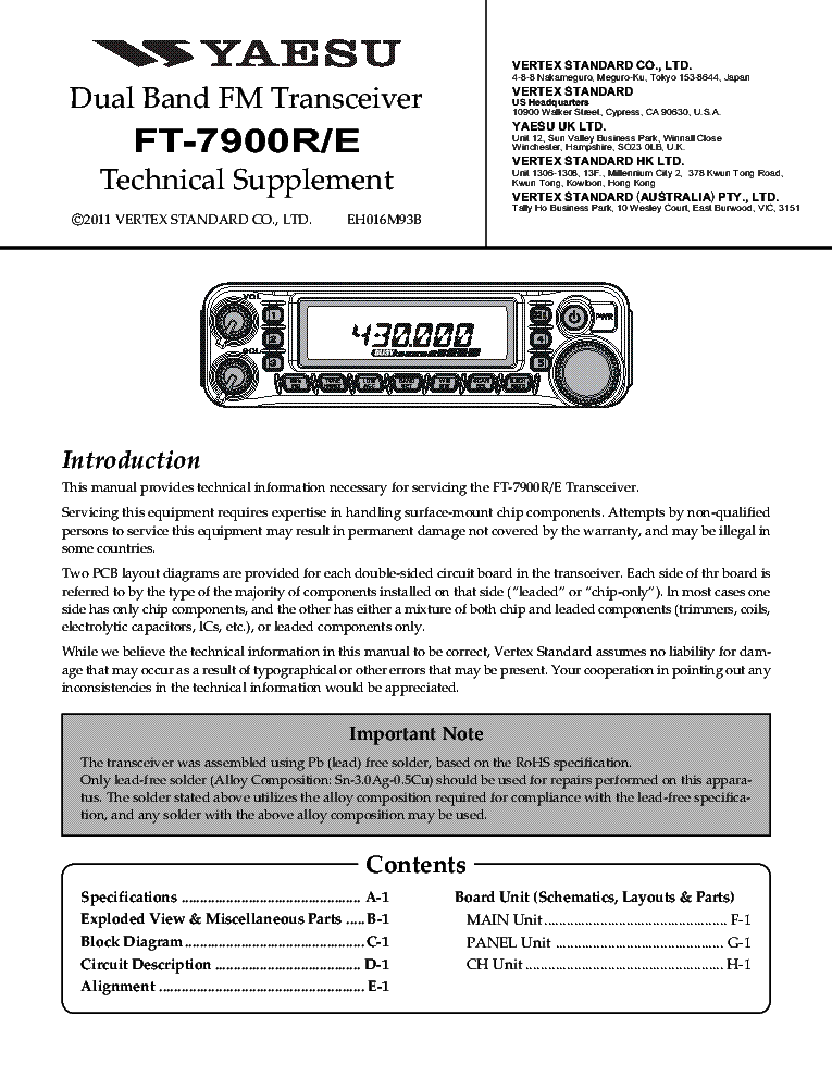YAESU FT-7900R SM Service Manual download, schematics, eeprom