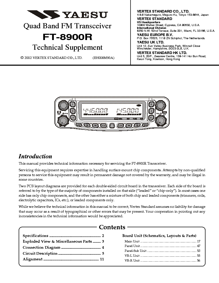 YAESU FT-8900R Service Manual download, schematics, eeprom, repair