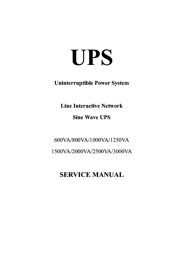 POWERCOM UPS SMK-600A SMK-800A SMK-1000A SMK-1250A SMK-1500A SMK-2000A SMK-2500A SMK-3000A service manual