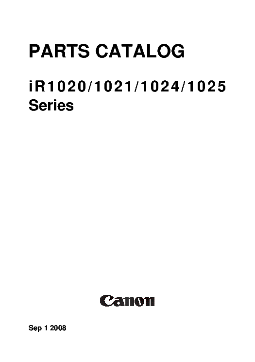 CANON IR1020 IR1021 IR1024 IR1025 SERIES PARTS CATALOG service manual