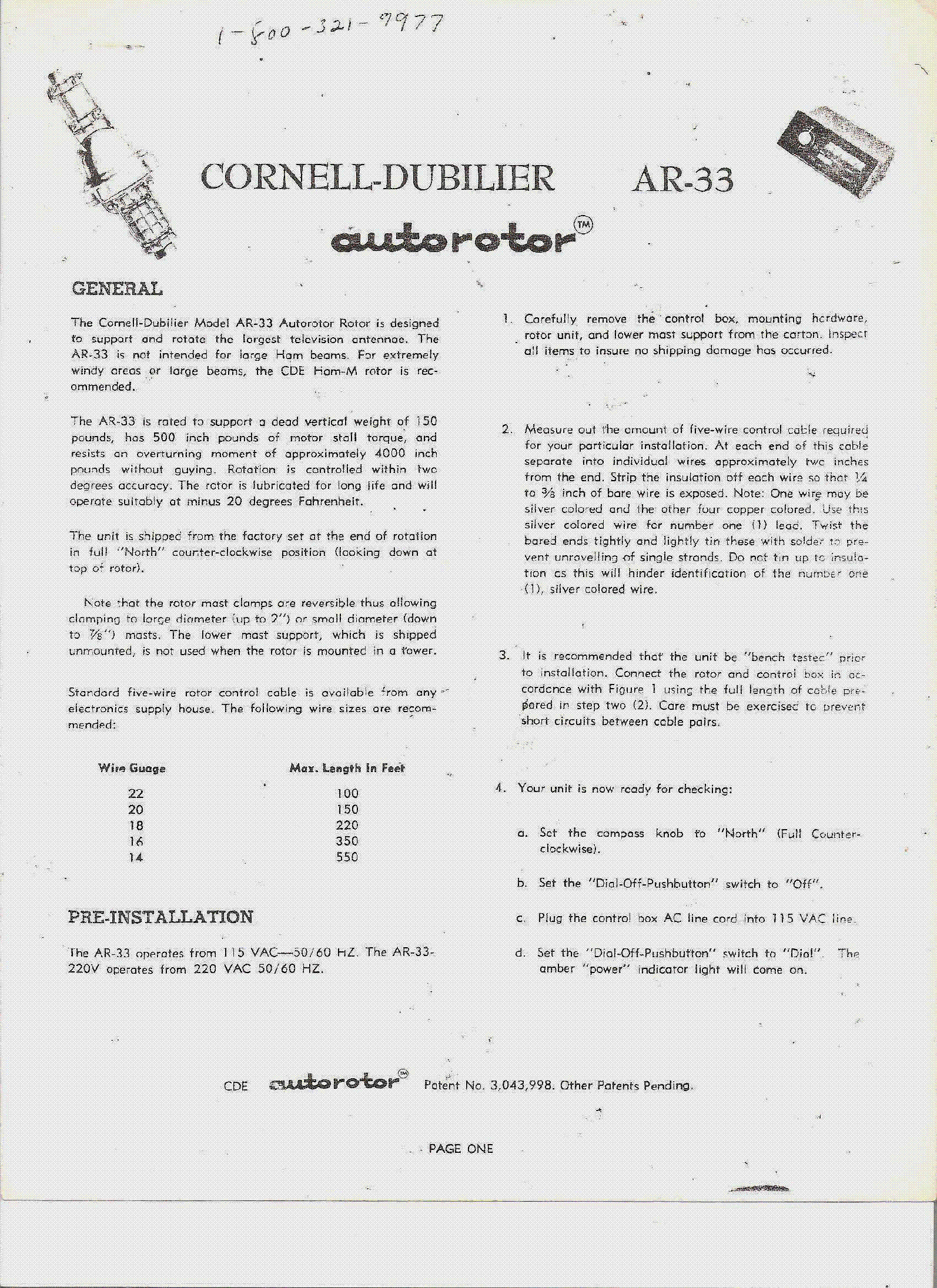 CORNELL-DUBILIER AUTOROTOR AR-33 1976 ANTENNAFORGATO SM service manual (1st page)