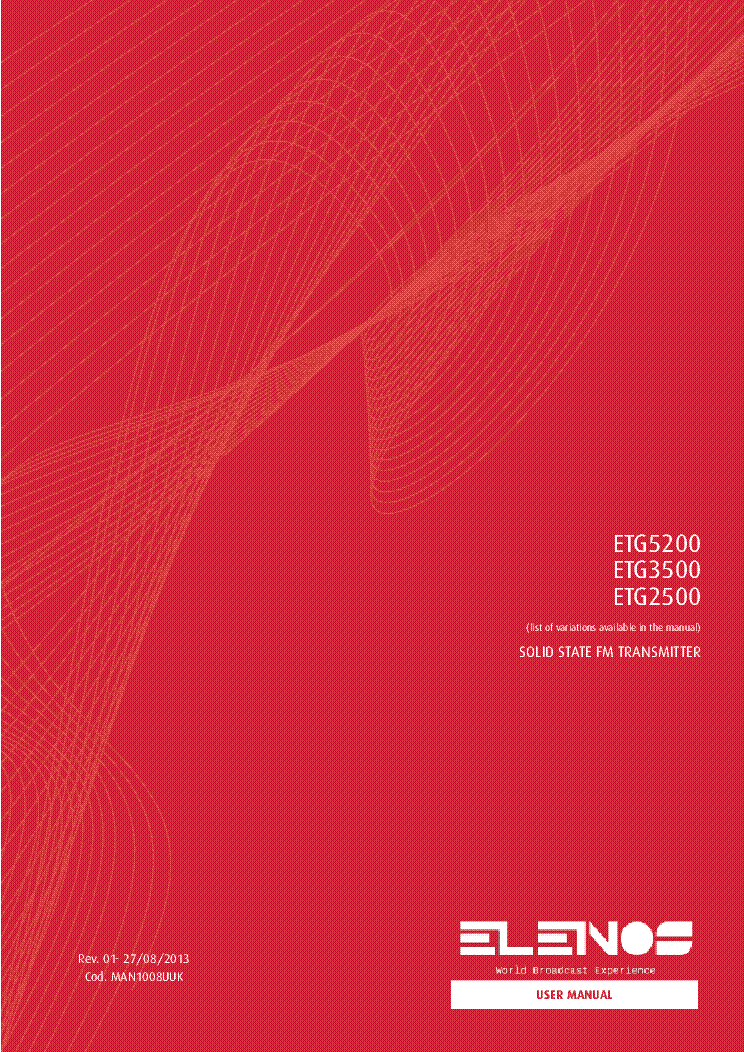 ELENOS ETG2500 ETG3500 ETG5200 USER MANUAL service manual (1st page)