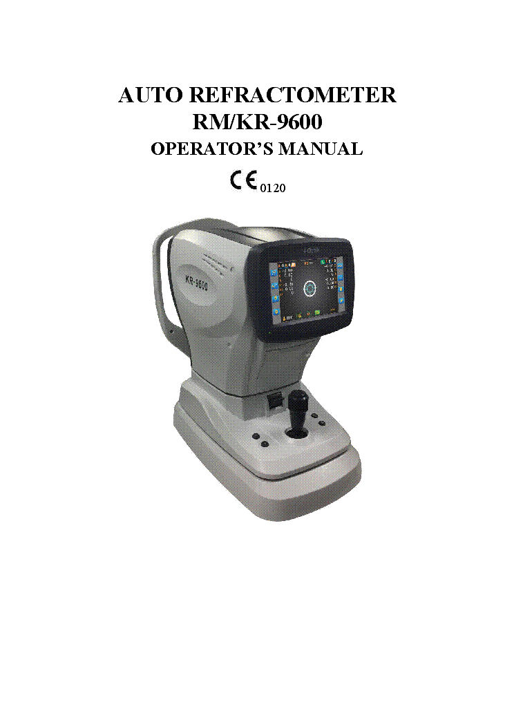 NINGBO RM9600 KR9600 AUTO REFRACTOMETER USER MANUAL Service Manual