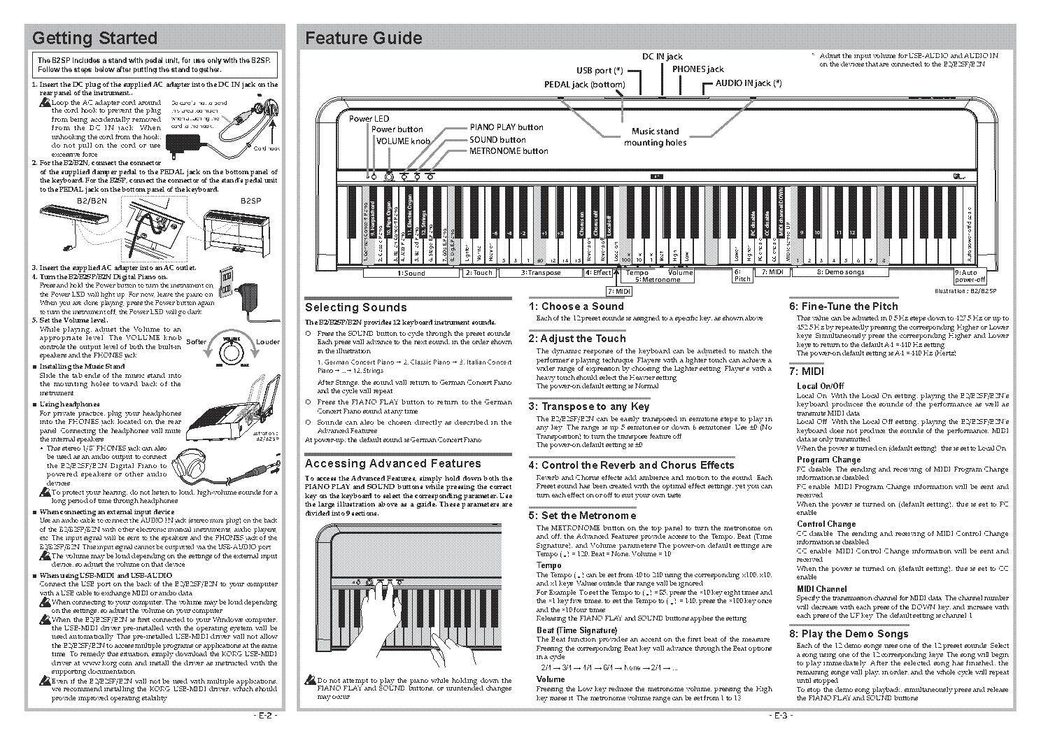KORG B2 B2SP B2N DIGITAL PIANO USER MANUAL service manual (2nd page)