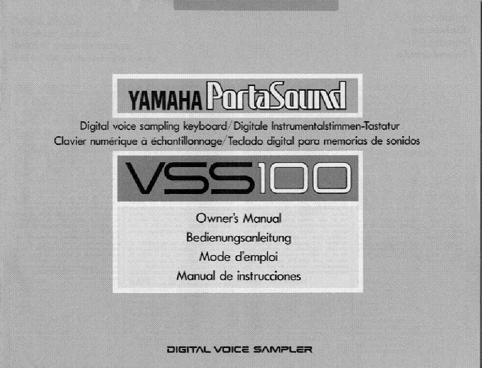 YAMAHA VSS-100 KEYBOARD USER MANUAL Service Manual download