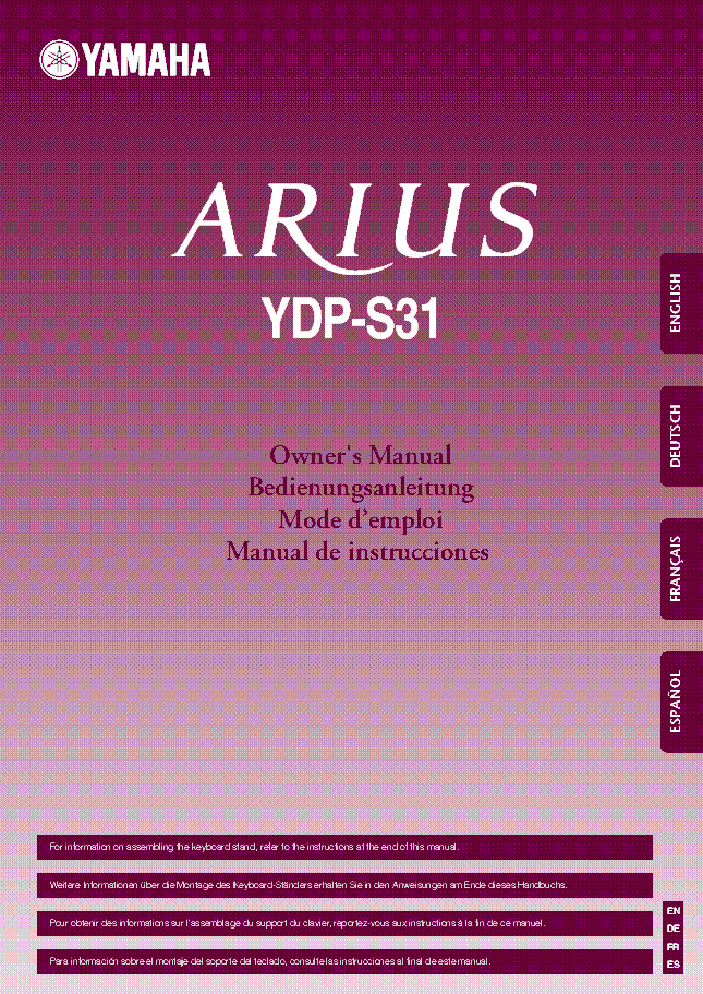 YAMAHA YDPS31 DIGITAL PIANO USER MANUAL Service Manual download, schematics, eeprom, repair