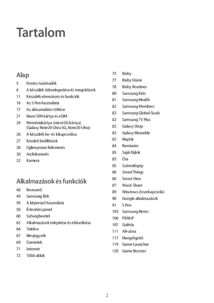 SAMSUNG GALAXY NOTE 20 4G NOTE 20 5G NOTE 20 ULTRA SM-N980F SM-N981B SM-N986B USERMANUAL HU service manual (2nd page)