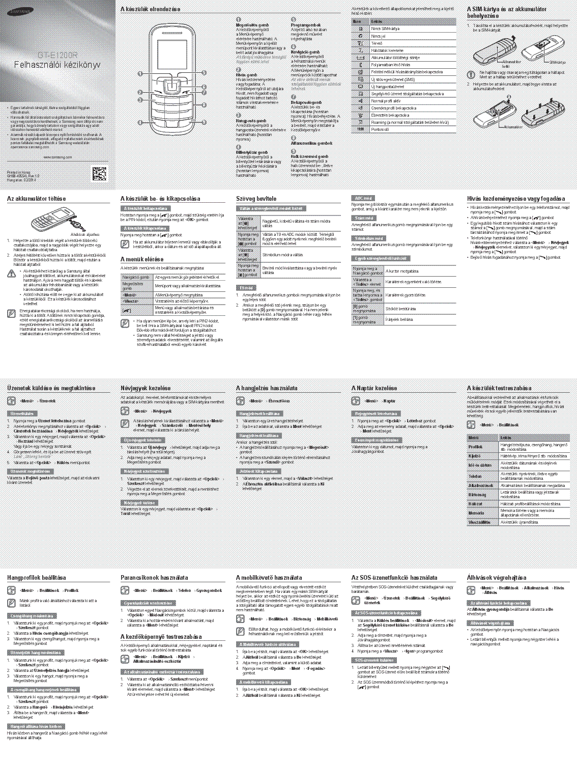 SAMSUNG GT-E1200R USERMANUAL HU service manual