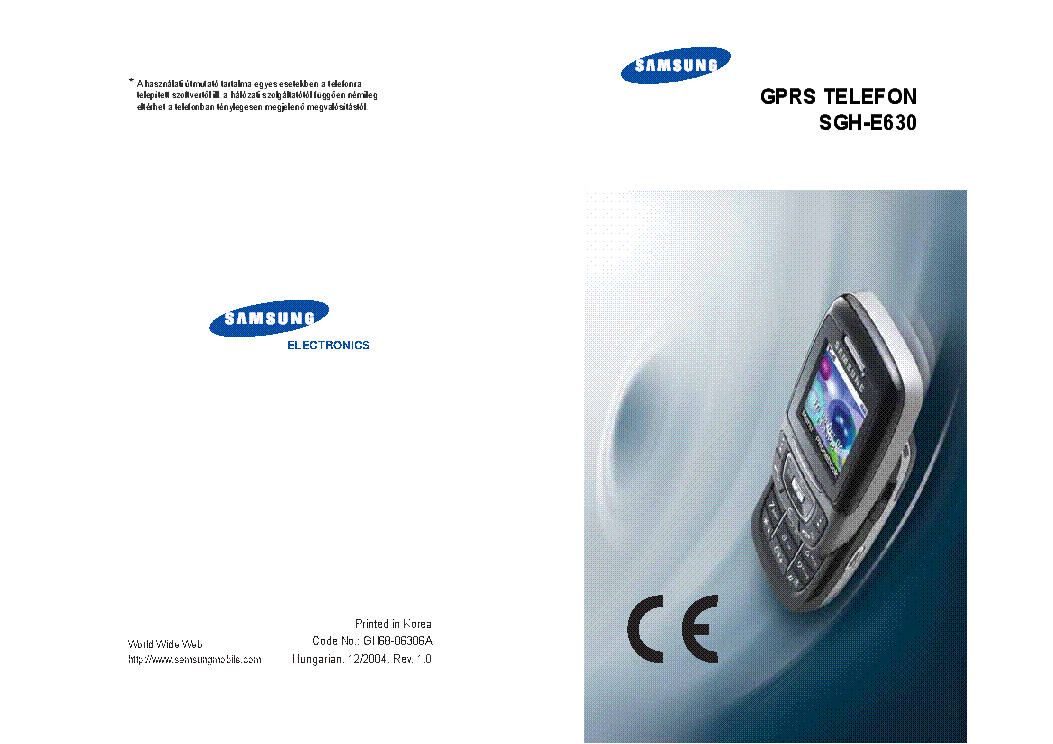 SAMSUNG SGH-E630 USERMANUAL HU service manual