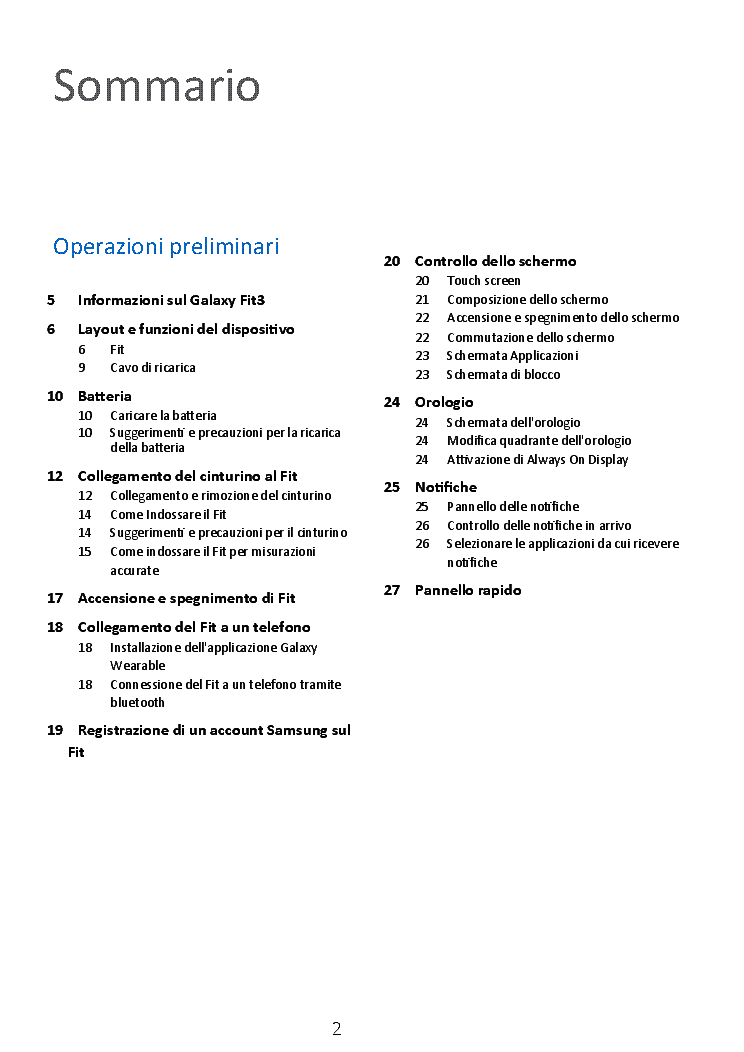 SAMSUNG GALAXY FIT 3 SMART WATCH SM-R390 ITA USER MANUAL service manual (2nd page)
