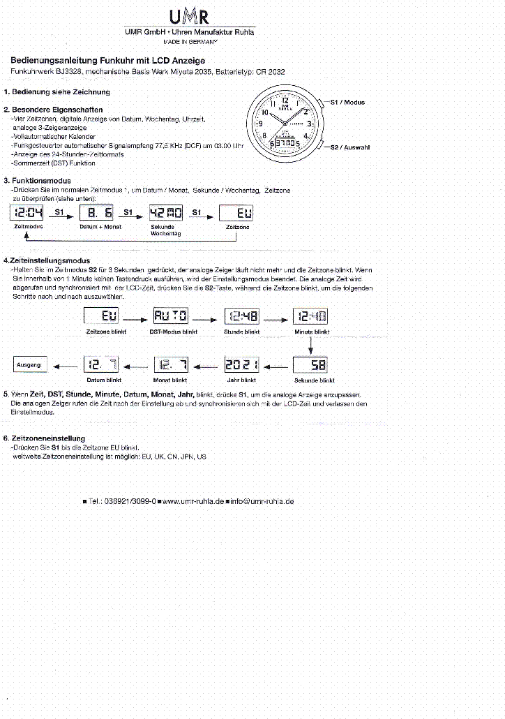UMR RUHLA FUNKUHR 11-101 11-102 11-103 DE USER MANUAL service manual (1st page)