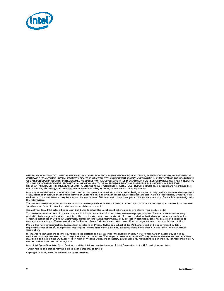 INTEL MOBILE INTEL 965 EXPRESS CHIPSET FAMILY REV003 2007 DATASHEET service manual (2nd page)
