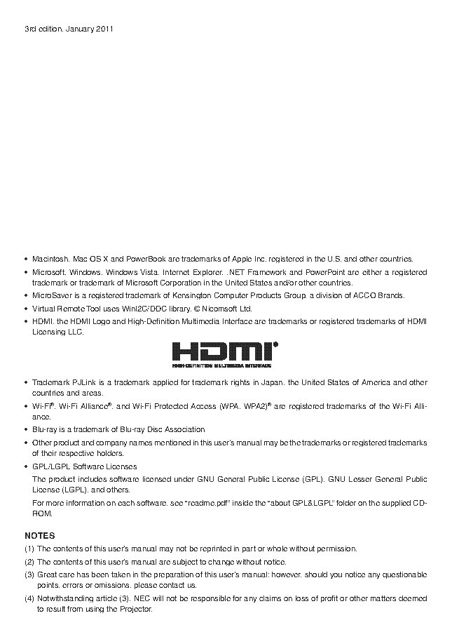 NEC M230X M350X M300X M260X M230X M420X M420XV M300W M260W M350XS M300XS M260XS M300WS M260WS USER MANUAL service manual (2nd page)
