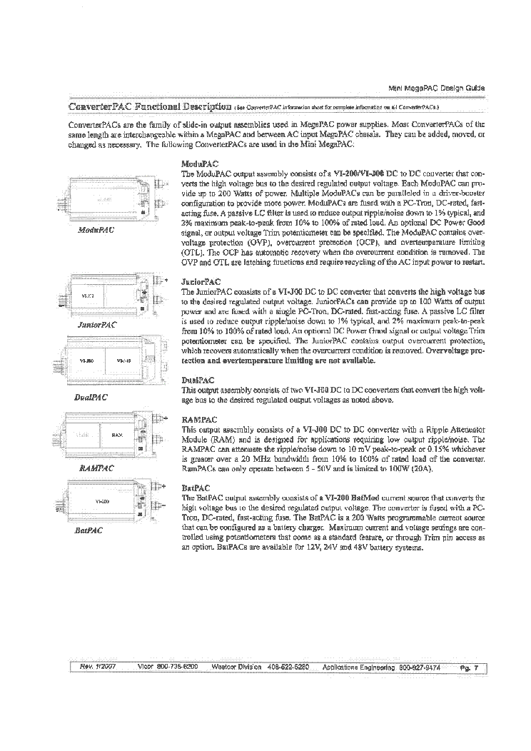 VICOR MINI MEGAPAC AC-DC SWITCHER QUICK INSTALL service manual (2nd page)