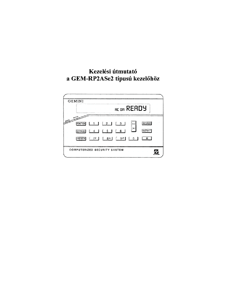 NAPCO GEMINI RP2ASE2 KEZELO service manual