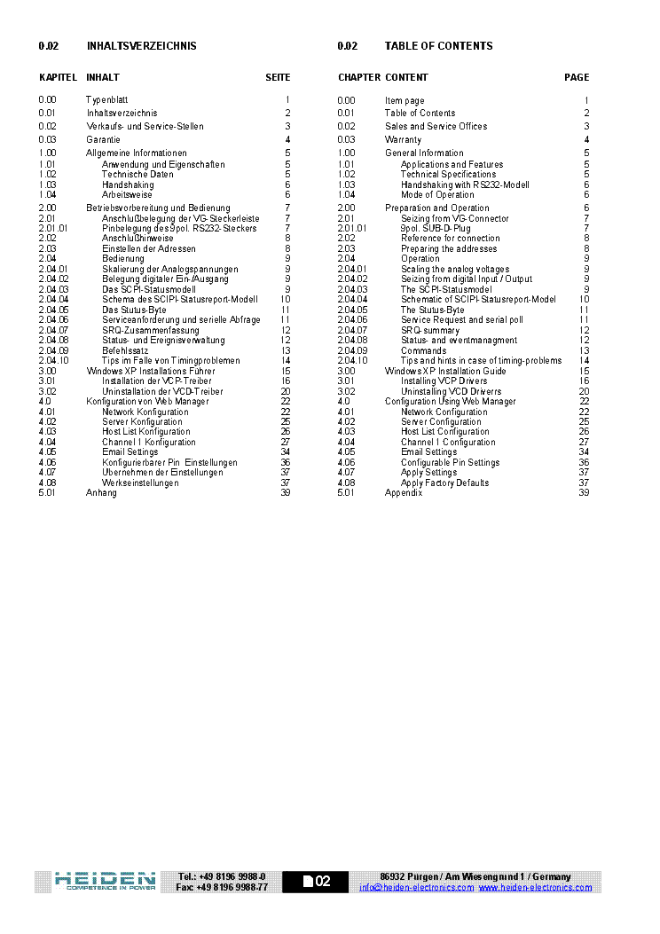 HEIDEN TYP 9991-905 USB TCP-IP RS232 INTERFACECARD MANUAL service manual (2nd page)