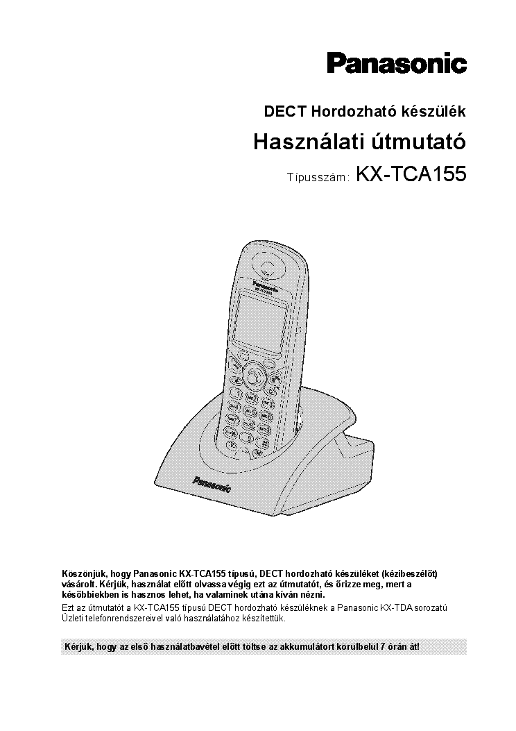 PANASONIC KX-TCA155 HASZNALATI UTMUTATO Service Manual download ...