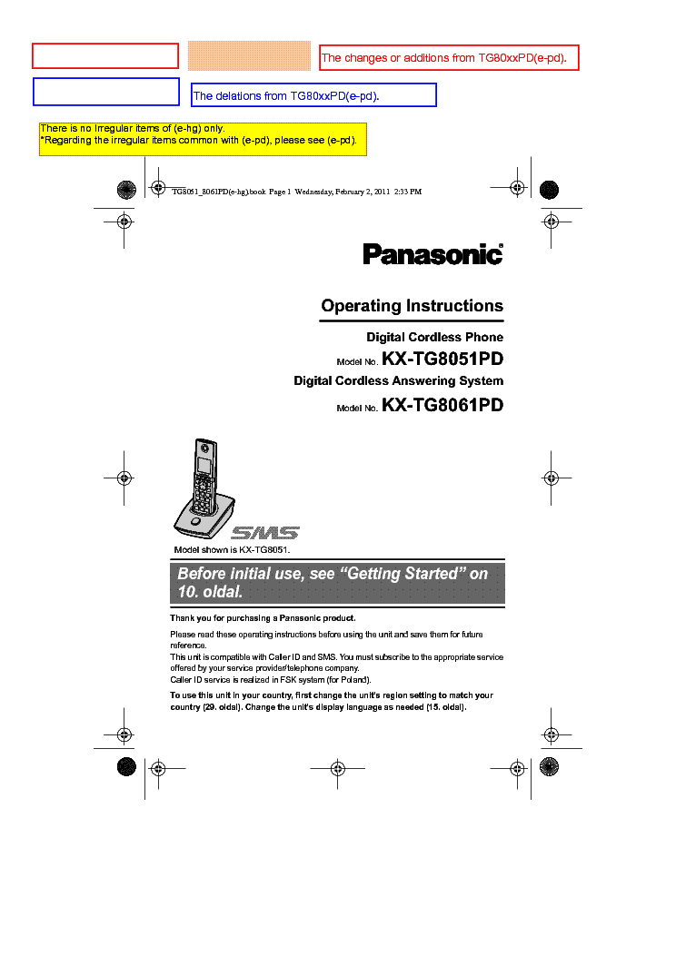 Panasonic Kx-tg 8061 User Manual