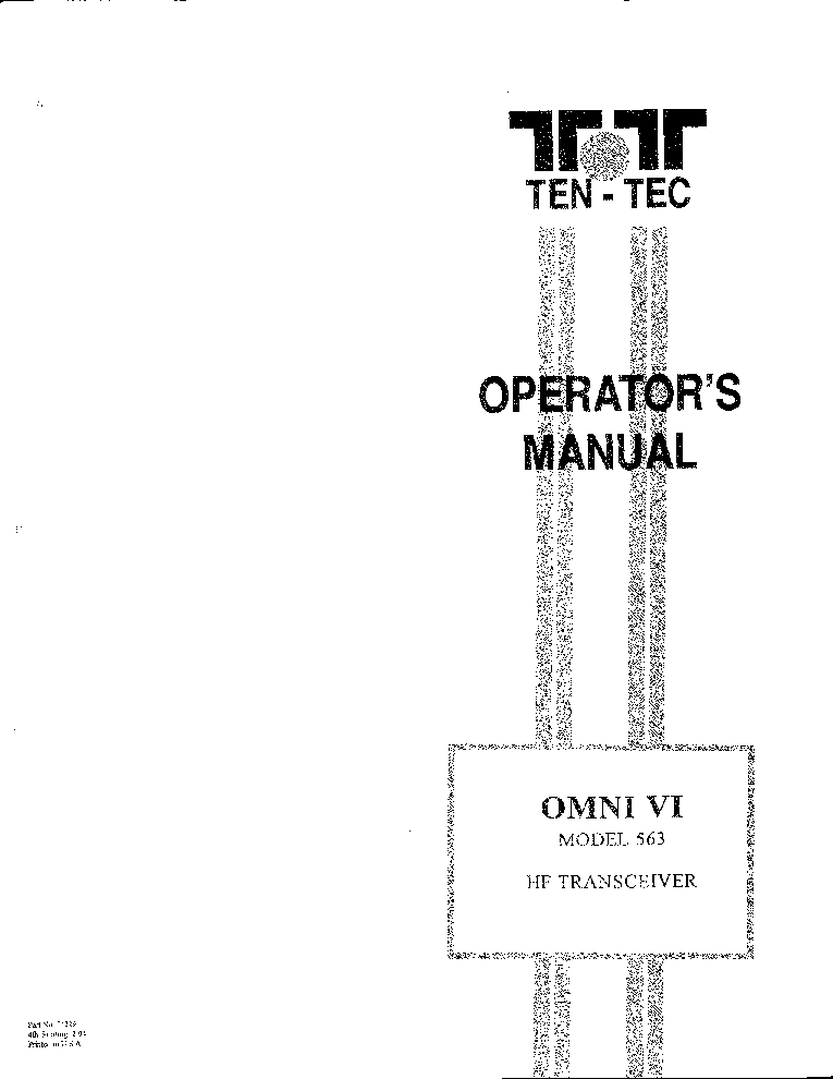 TEN-TEC MODEL 563 OMNI VI HF TRANSCEIVER USER MANUAL service manual (2nd page)