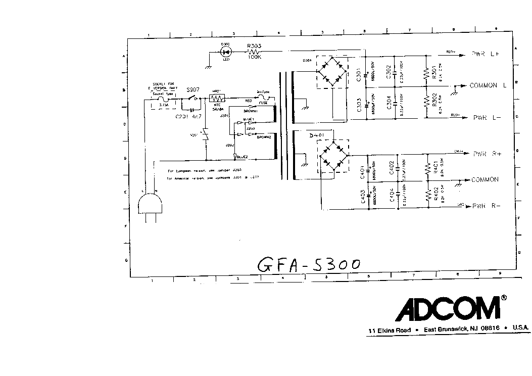 ADCOM gfa-5002 gfa-5300 Schematic Diagram Service Manual schaltplan schematique 