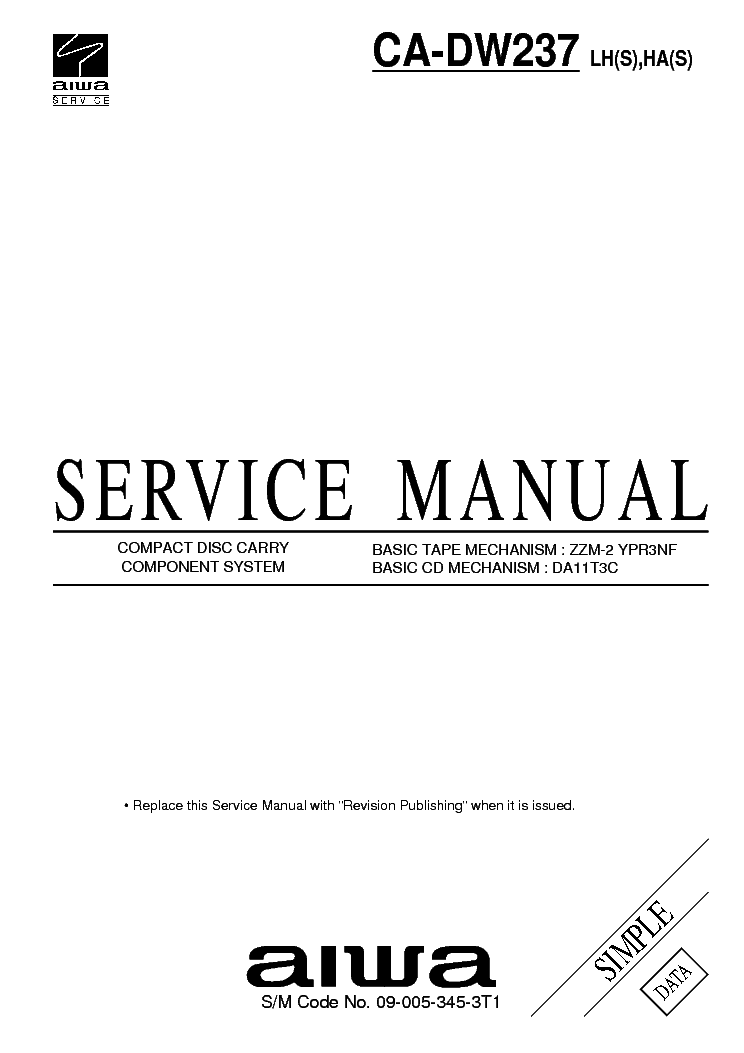 AIWA CA-DW237 PARTS service manual