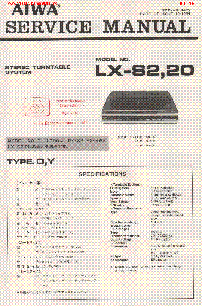 AIWA LX-S2 LX-20 SM Service Manual download, schematics, eeprom