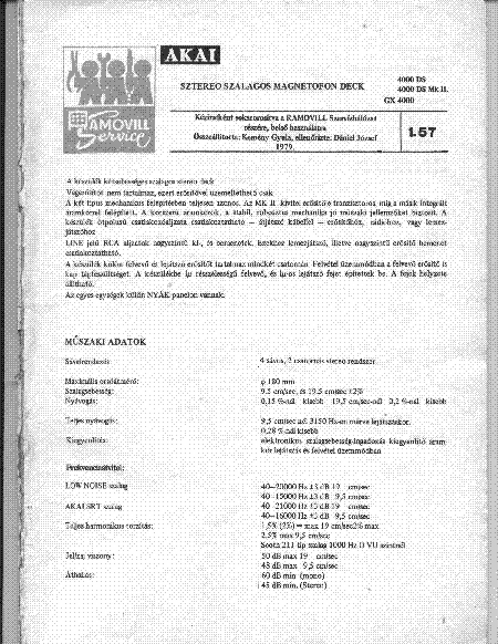 AKAI 4000DS MKII GX4000 SM service manual (2nd page)