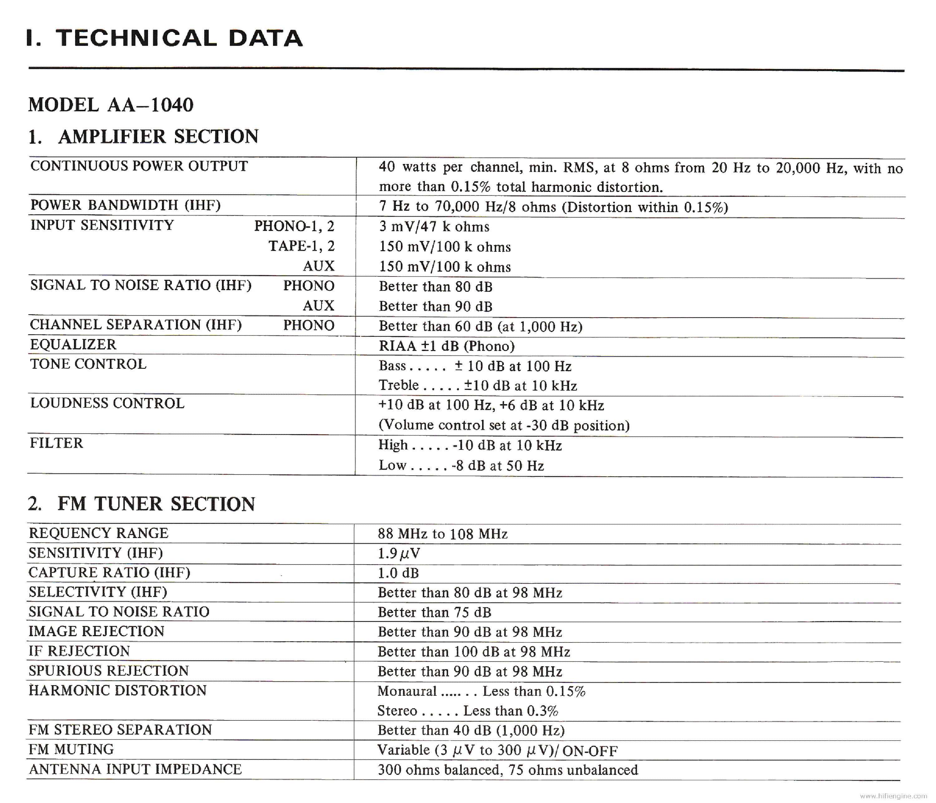 Akai AA-1040 AA-1050 Amplifier Service Manual *Original* 