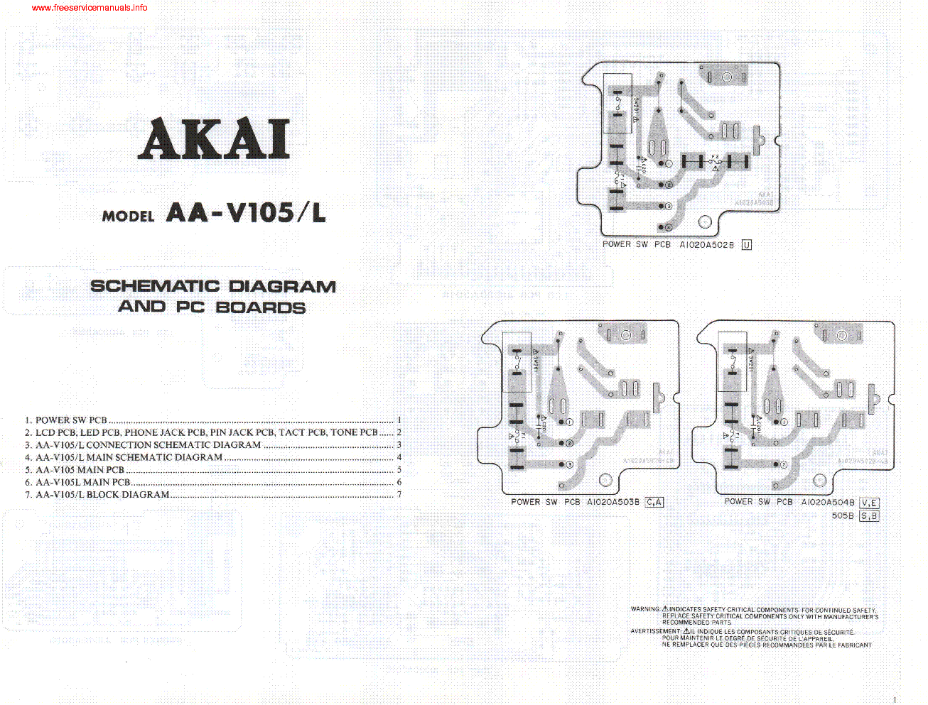 AKAI AA-V105L service manual (1st page)